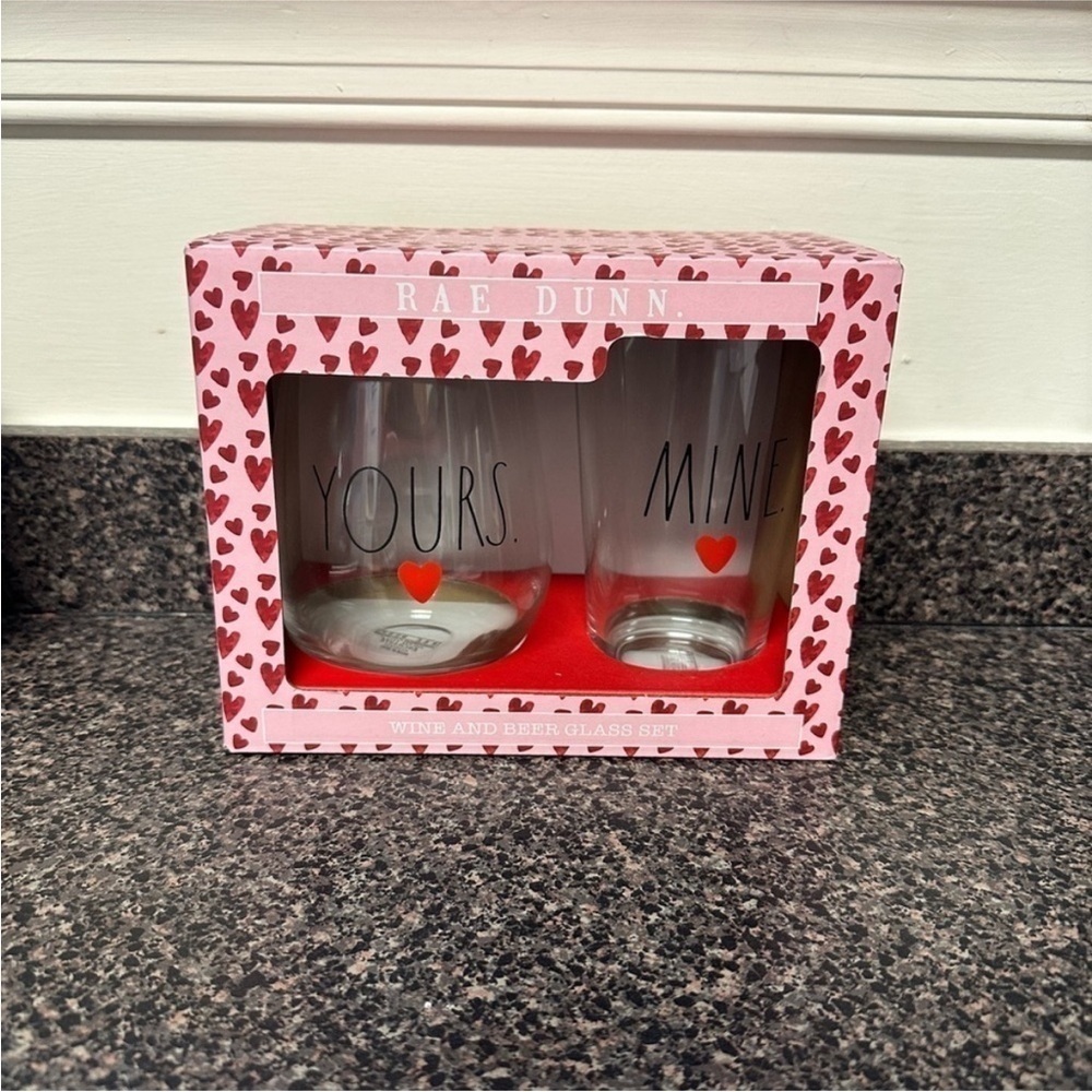 Rae Dunn Valentine Mug and Wine Glass Set NEW